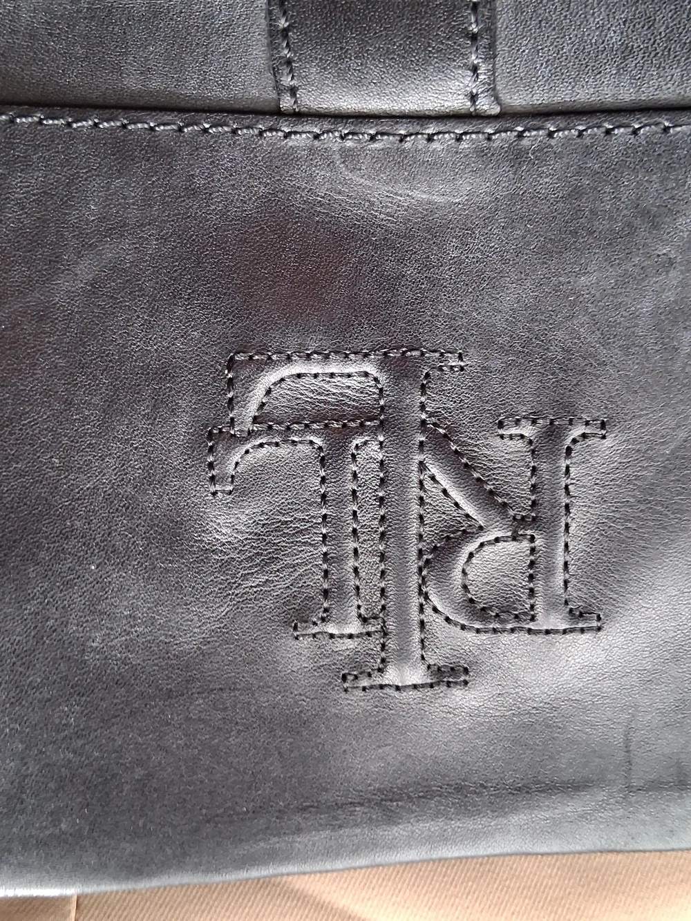 Ralph Lauren Black Leather Over-the-Knee Riding Boots with RL Embossed Shaft